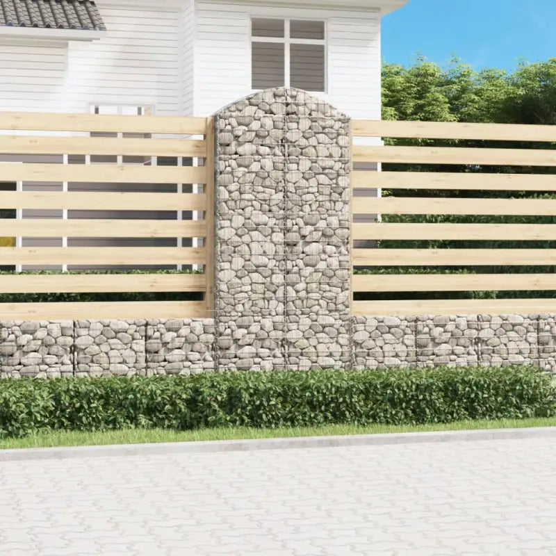 Decoratieve tuinbarrière van gegalvaniseerd ijzer met versterkte schanskorfhaken - 100 x 30 x 220/240 cm / 1