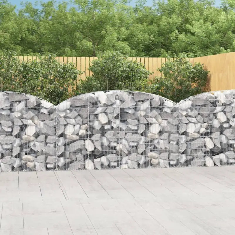 Decoratieve tuinbarrière van gegalvaniseerd ijzer met versterkte schanskorfhaken - 200 x 30 x 100/120 cm / 1