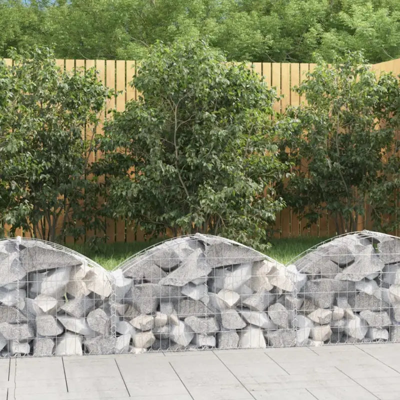 Decoratieve tuinbarrière van gegalvaniseerd ijzer met versterkte schanskorfhaken - 100 x 30 x 40/60 cm / 1