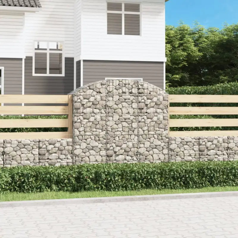 Decoratieve tuinbarrière van gegalvaniseerd ijzer met versterkte schanskorfhaken - 150 x 50 x 140/160 cm / 1