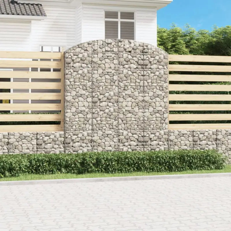 Decoratieve tuinbarrière van gegalvaniseerd ijzer met versterkte schanskorfhaken - 200 x 30 x 220/240 cm / 1