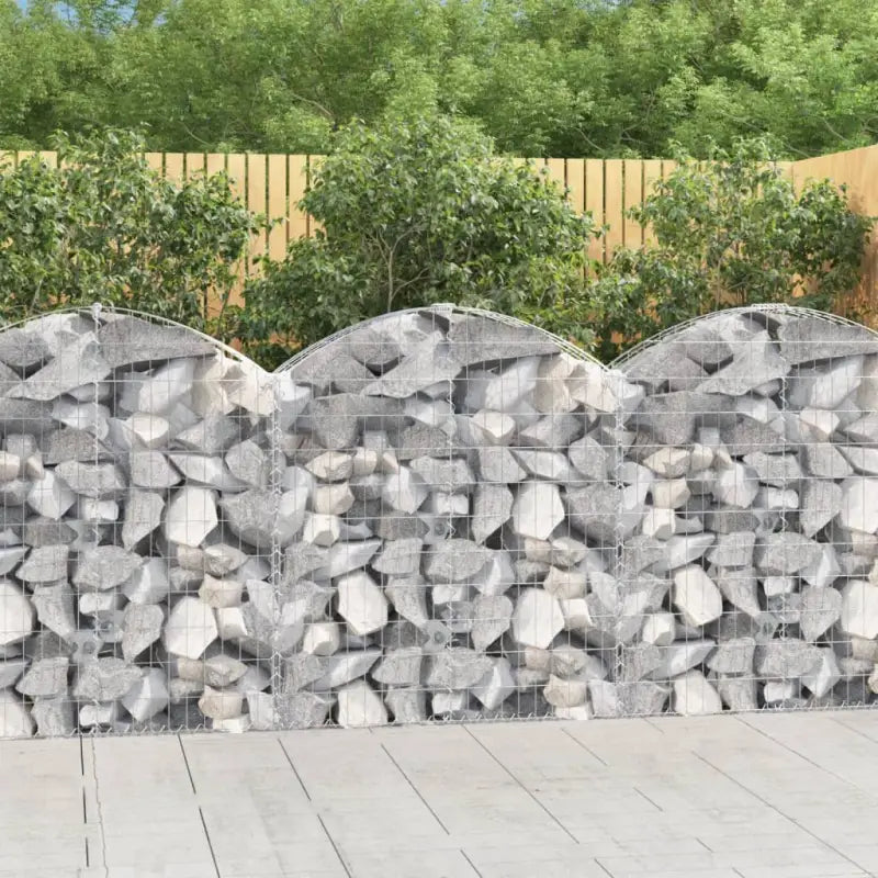 Decoratieve tuinbarrière van gegalvaniseerd ijzer met versterkte schanskorfhaken - 100 x 30 x 100/120 cm / 1