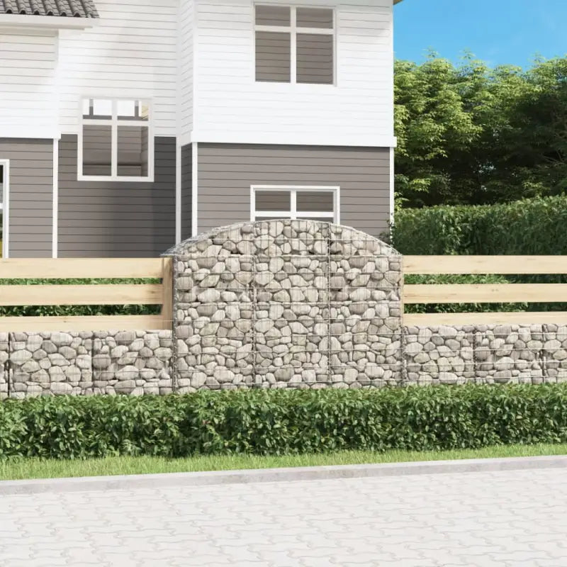 Decoratieve tuinbarrière van gegalvaniseerd ijzer met versterkte schanskorfhaken - 150 x 50 x 120/140 cm / 1