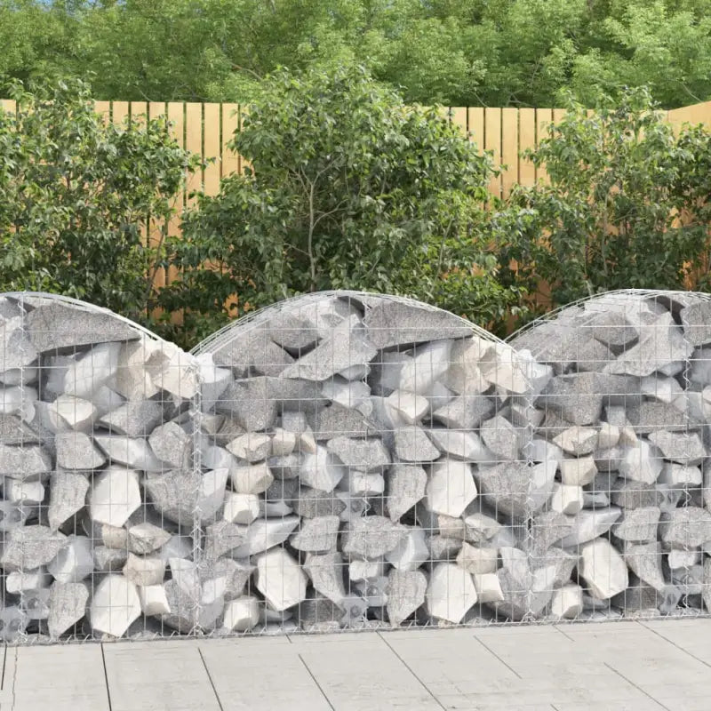 Decoratieve tuinbarrière van gegalvaniseerd ijzer met versterkte schanskorfhaken - 100 x 50 x 80/100 cm / 1