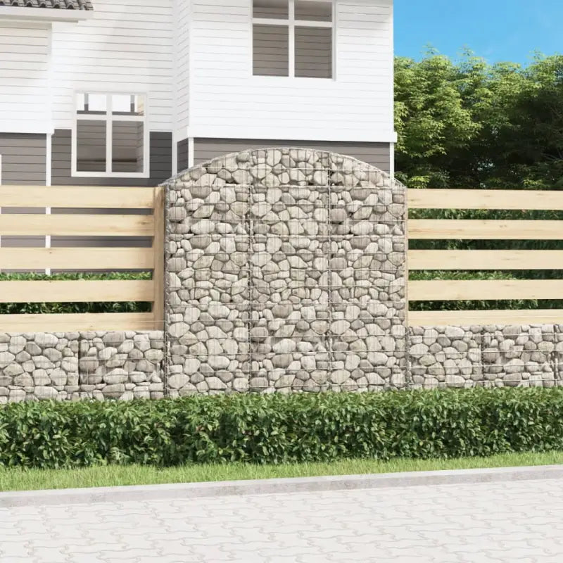 Decoratieve tuinbarrière van gegalvaniseerd ijzer met versterkte schanskorfhaken - 150 x 30 x 160/180 cm / 1