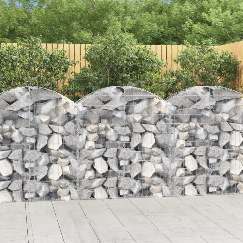 Decoratieve tuinbarrière van gegalvaniseerd ijzer met versterkte schanskorfhaken - 100 x 50 x 100/120 cm / 1