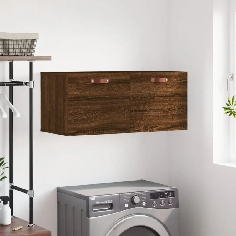 Decoratieve wandkast van bewerkt hout voor in je interieur - bruin eikenkleur / 80 x 36.5 x 35 cm / 1 - Opbergkasten &