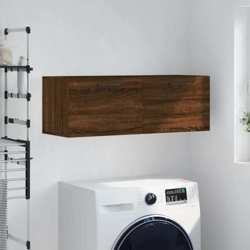 Decoratieve wandkast van bewerkt hout voor in je interieur - bruin eikenkleur / 100 x 36.5 x 35 cm / 1 - Opbergkasten &