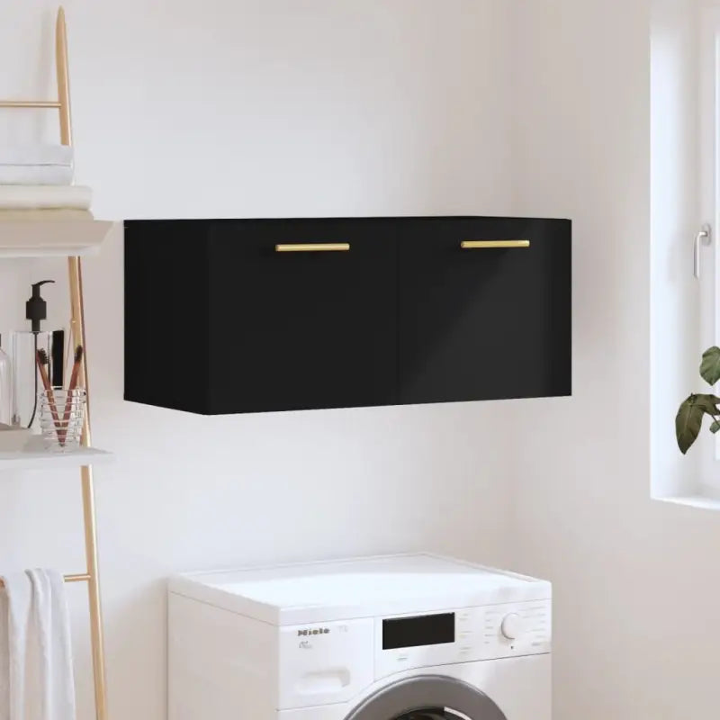 Decoratieve wandkast van bewerkt hout voor interieur en opslag - Zwart / 80 x 36.5 x 35 cm / 1 - Opbergkasten &