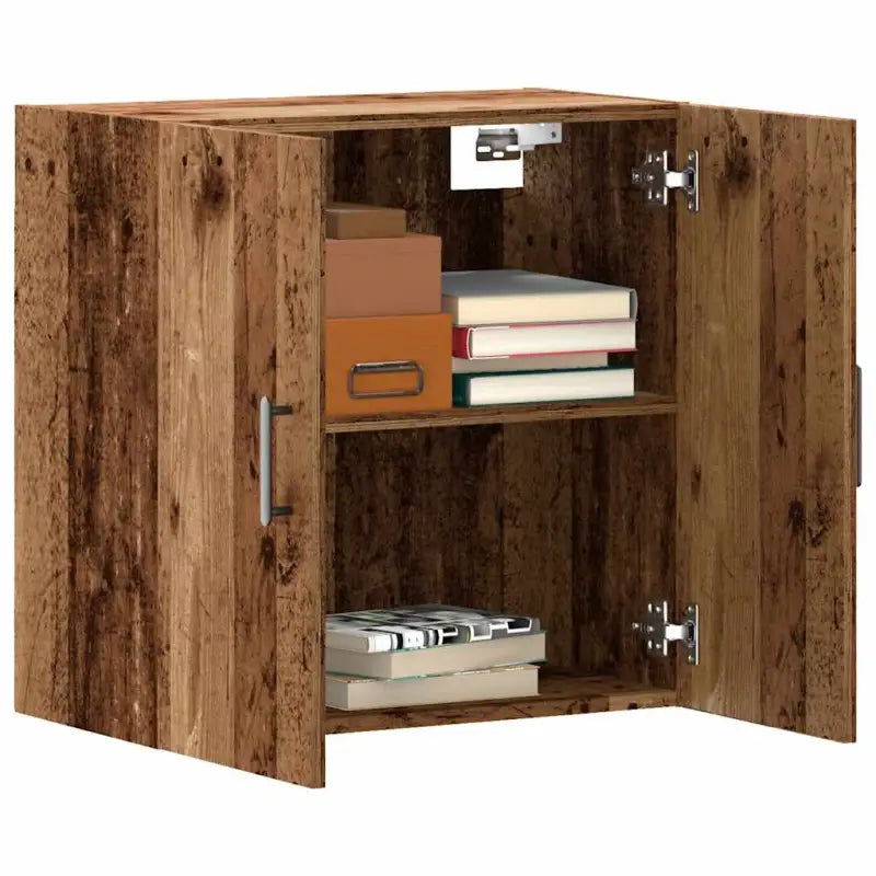 Decoratieve wandkast van bewerkt hout voor praktisch en stijlvol opbergruimte - Oud hout / 1 - Opbergkasten &