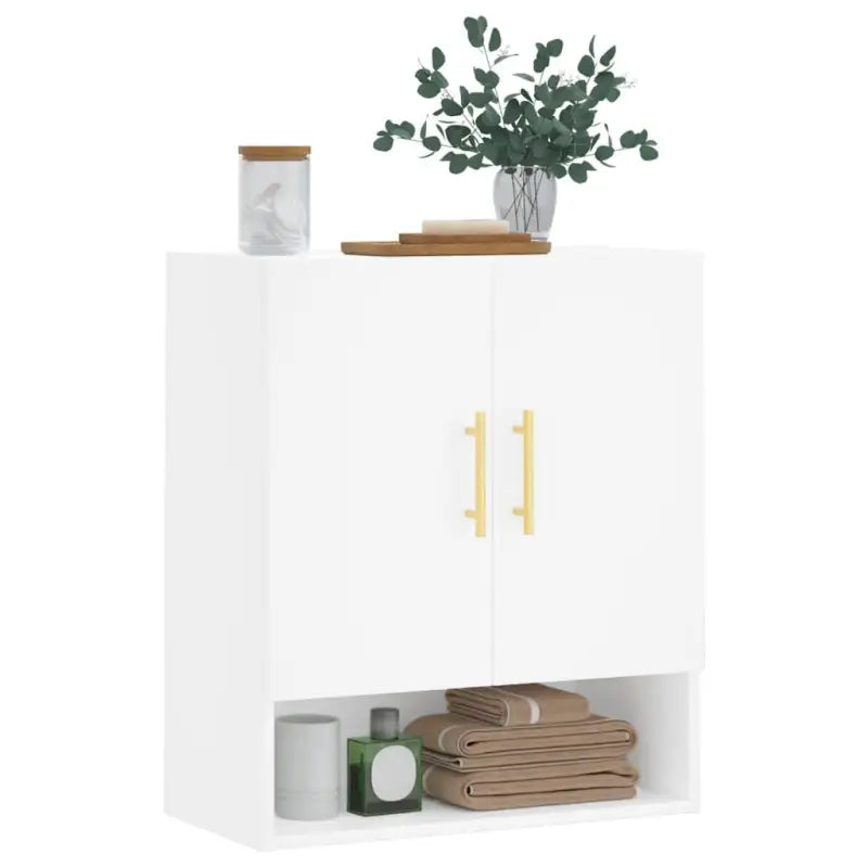 Decoratieve wandkast van bewerkt hout voor praktische opbergruimte - Wit / 1 - Opbergkasten & lockerkasten
