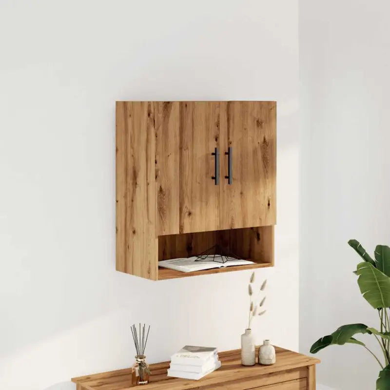 Decoratieve wandkast van bewerkt hout voor praktische opbergruimte - artisanaal eikenkleurig / 1 - Opbergkasten &