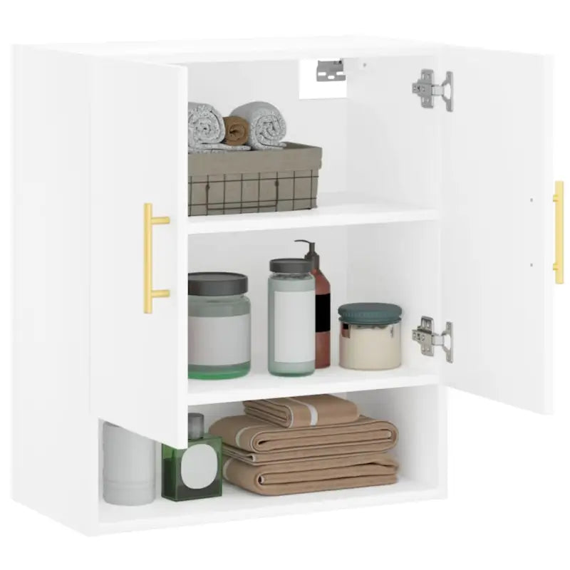 Decoratieve wandkast van bewerkt hout voor praktische opbergruimte - Wit / 1 - Opbergkasten & lockerkasten