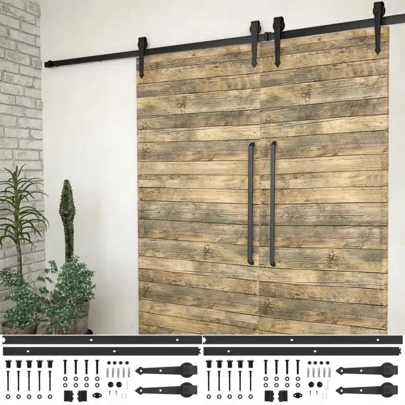 Deurkozijnen set met andere noodzakelijke onderdelen voor geruisloze schuifdeuren - Zwart / 200 cm / 2 - Deurkozijnen
