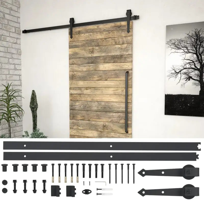 Deurkozijnen set met andere noodzakelijke onderdelen voor geruisloze schuifdeuren - Zwart / 183 cm / 1 - Deurkozijnen