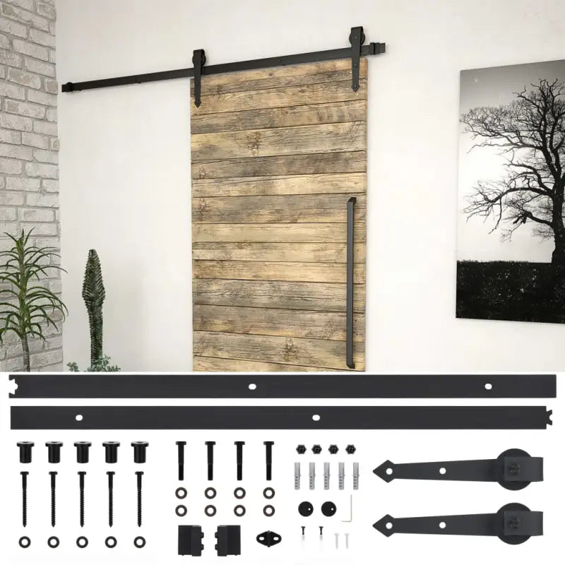 Deurkozijnen set met andere noodzakelijke onderdelen voor geruisloze schuifdeuren - Zwart / 200 cm / 1 - Deurkozijnen