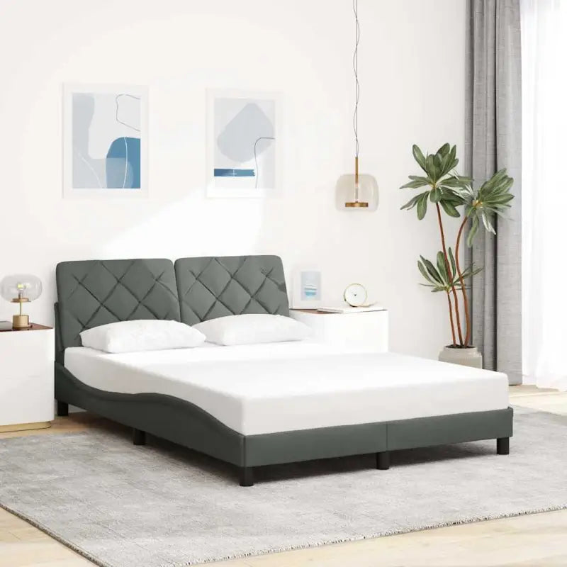 Donkerbruin bedframe met ademend vermogen en comfortabel polyesterstof - Donkergrijs / 140 x 200 cm - Bedden & bedframes