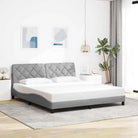 Donkerbruin bedframe met ademend vermogen en comfortabel polyesterstof - Lichtgrijs / 180 x 200 cm - Bedden & bedframes