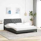 Donkerbruin bedframe met ademend vermogen en comfortabel polyesterstof - Donkergrijs / 160 x 200 cm - Bedden & bedframes