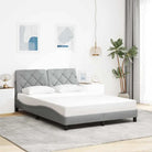 Donkerbruin bedframe met ademend vermogen en comfortabel polyesterstof - Lichtgrijs / 140 x 190 cm - Bedden & bedframes