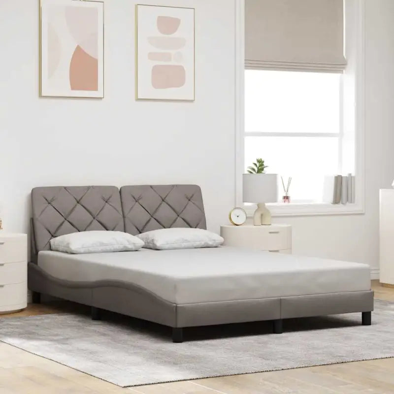 Donkerbruin bedframe met ademend vermogen en comfortabel polyesterstof - Taupe / 140 x 190 cm - Bedden & bedframes