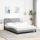 Donkerbruin bedframe met ademend vermogen en comfortabel polyesterstof - Lichtgrijs / 140 x 200 cm - Bedden & bedframes