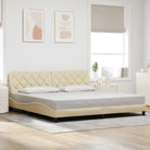 Donkerbruin bedframe met ademend vermogen en comfortabel polyesterstof - Crème / 200 x 200 cm - Bedden & bedframes