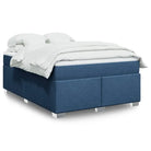 Donkerbruin boxspringbed met ademend vermogen en zachte materiaal vulling - Blauw / 140 x 200 cm - Bedden & bedframes