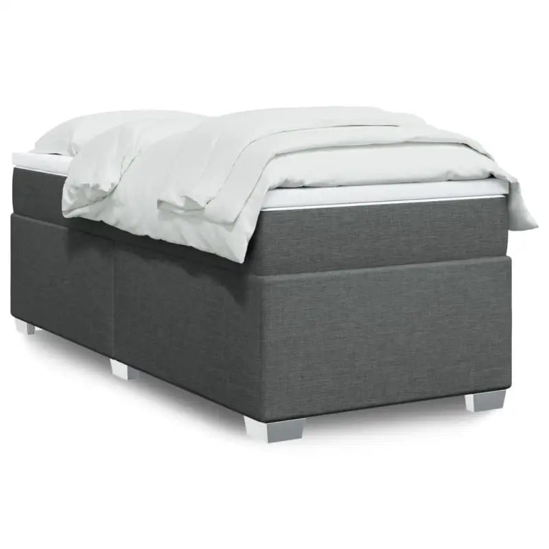 Donkerbruin boxspringbed met ademend vermogen en zachte materiaal vulling - Donkergrijs / 80 x 200 cm - Bedden &