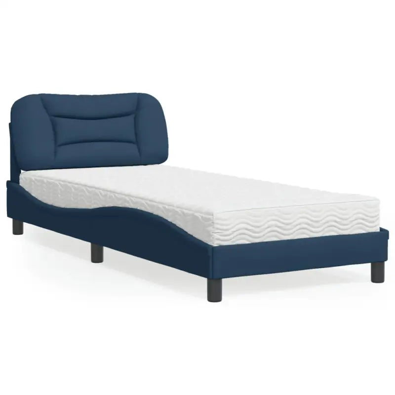 Donkergrijs bed met multiplex lattenbodem en 22d pu-schuim matras - Blauw / 90 x 190 cm - Bedden & bedframes
