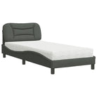 Donkergrijs bed met multiplex lattenbodem en 22d pu-schuim matras - Bedden & bedframes