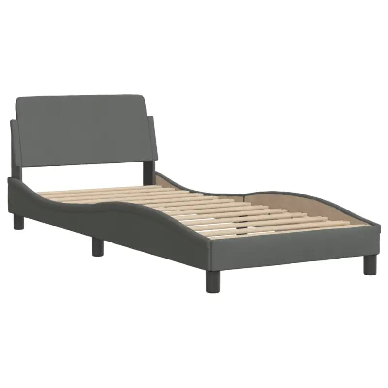 Donkergrijs bed met multiplex lattenbodem en 22d pu-schuim matras - Bedden & bedframes