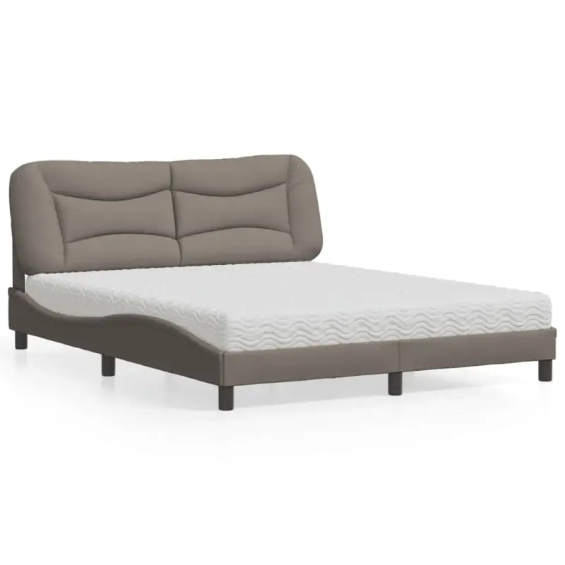 Donkergrijs bed met multiplex lattenbodem en 22d pu-schuim matras - Taupe / 160 x 200 cm - Bedden & bedframes