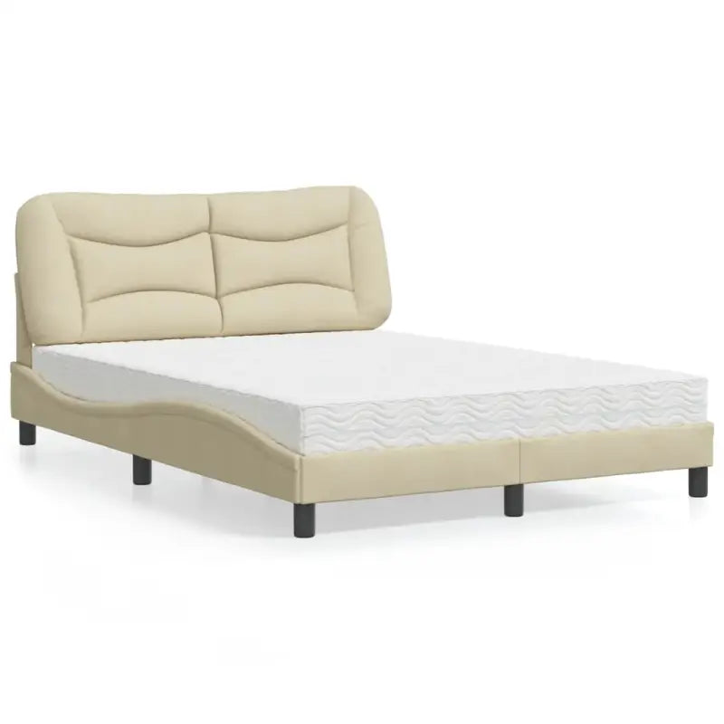 Donkergrijs bed met multiplex lattenbodem en 22d pu-schuim matras - Crème / 140 x 200 cm - Bedden & bedframes
