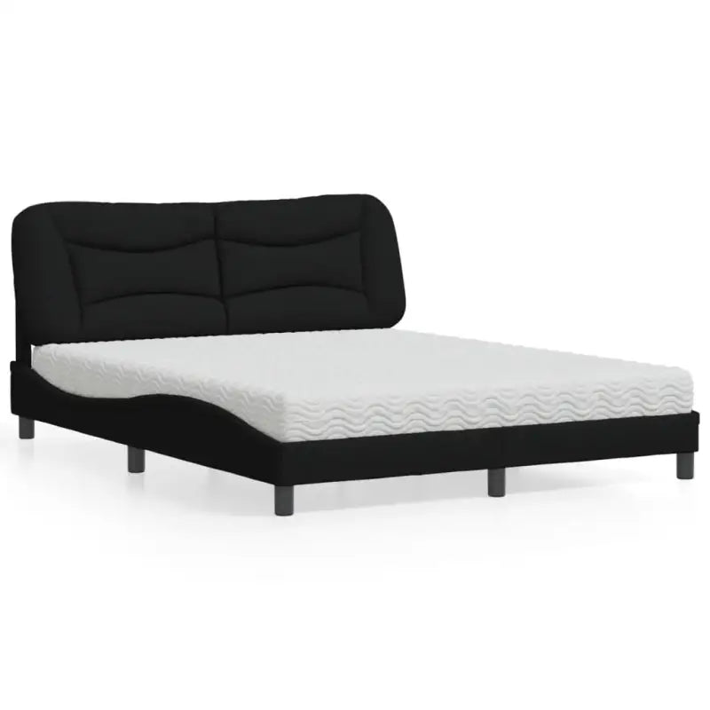 Donkergrijs bed met multiplex lattenbodem en 22d pu-schuim matras - Zwart / 160 x 200 cm - Bedden & bedframes