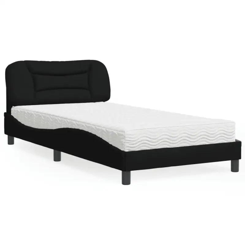 Donkergrijs bed met multiplex lattenbodem en 22d pu-schuim matras - Zwart / 100 x 200 cm - Bedden & bedframes