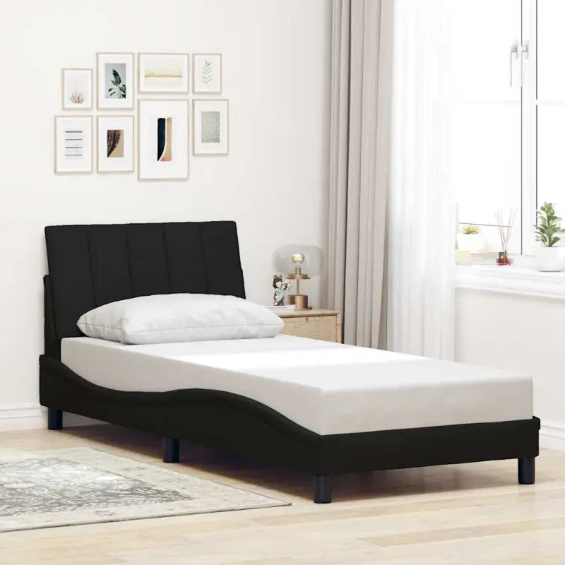 Donkergrijs bedframe met ademend vermogen en duurzaam polyester doek - Zwart / 80 x 200 cm - Bedden & bedframes