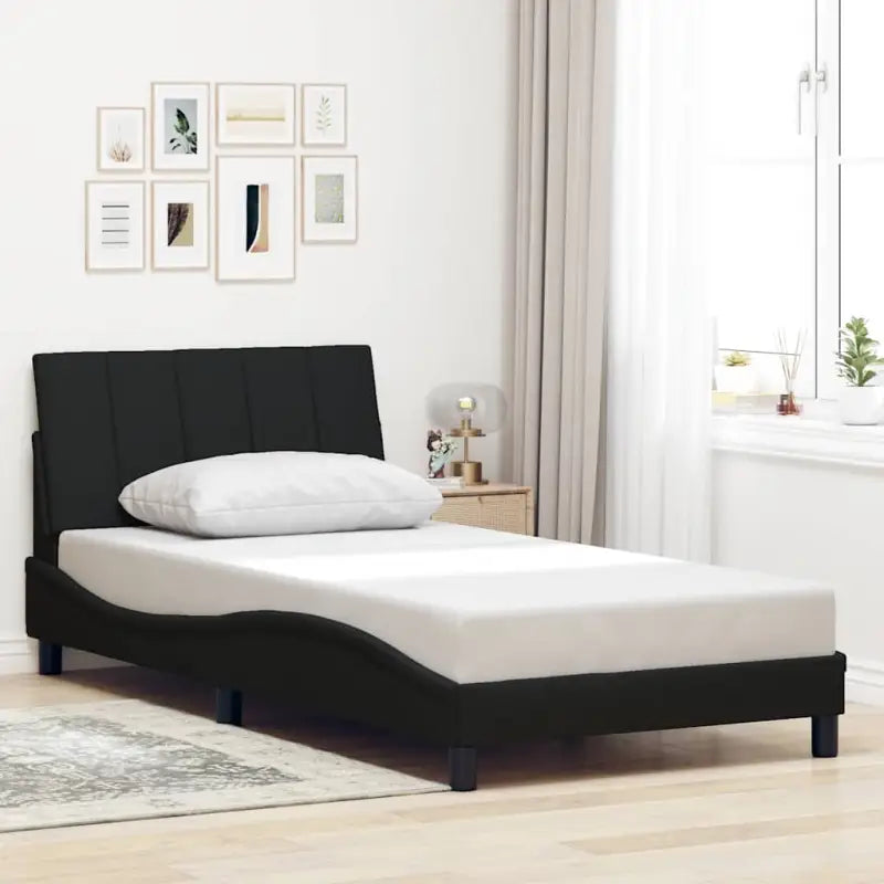 Donkergrijs bedframe met ademend vermogen en duurzaam polyester doek - Zwart / 100 x 200 cm - Bedden & bedframes