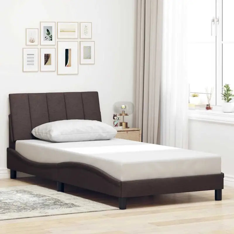 Donkergrijs bedframe met ademend vermogen en duurzaam polyester doek - Donkerbruin / 100 x 200 cm - Bedden & bedframes