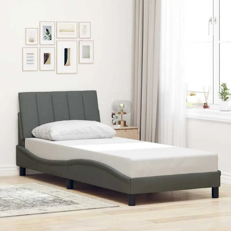 Donkergrijs bedframe met ademend vermogen en duurzaam polyester doek - Donkergrijs / 80 x 200 cm - Bedden & bedframes