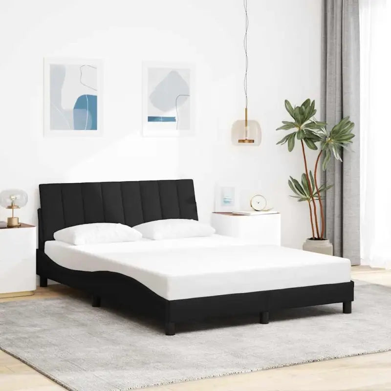 Donkergrijs bedframe met ademend vermogen en duurzaam polyester doek - Zwart / 120 x 200 cm - Bedden & bedframes