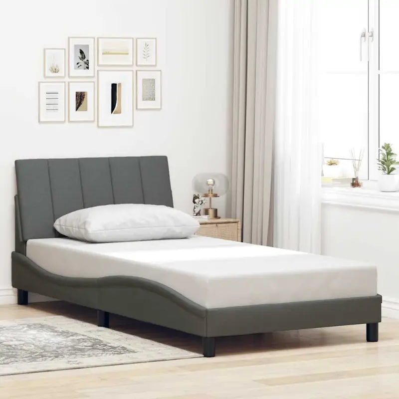 Donkergrijs bedframe met ademend vermogen en duurzaam polyester doek - Donkergrijs / 100 x 200 cm - Bedden & bedframes