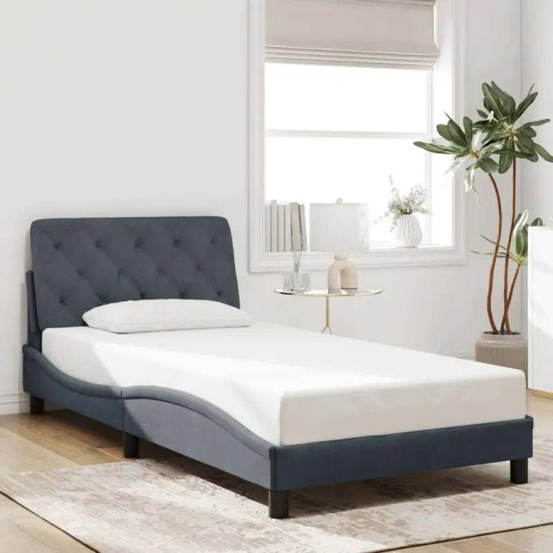 Donkergrijs bedframe met hoofdeinde en multiplex lattenbodem - Donkergrijs / 100 x 200 cm - Bedden & bedframes