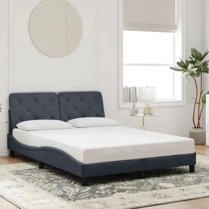 Donkergrijs bedframe met hoofdeinde en multiplex lattenbodem - Donkergrijs / 120 x 200 cm - Bedden & bedframes