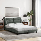 Donkergrijs bedframe met hoofdeinde en multiplex lattenbodem - Donkergrijs / 140 x 190 cm - Bedden & bedframes
