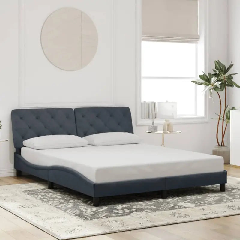Donkergrijs bedframe met hoofdeinde en multiplex lattenbodem - Donkergrijs / 160 x 200 cm - Bedden & bedframes