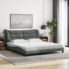 Donkergrijs bedframe met hoofdeinde en multiplex lattenbodem - Donkergrijs / 180 x 200 cm - Bedden & bedframes