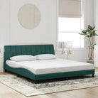 Donkergrijs bedframe met hoofdeinde en multiplex lattenbodem - Donkergroen / 180 x 200 cm - Bedden & bedframes