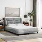 Donkergrijs bedframe met hoofdeinde en multiplex lattenbodem - Lichtgrijs / 120 x 200 cm - Bedden & bedframes