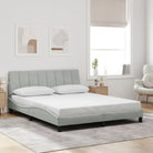 Donkergrijs bedframe met hoofdeinde en multiplex lattenbodem - Lichtgrijs / 160 x 200 cm - Bedden & bedframes
